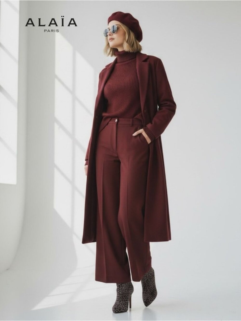 Alaïa Azzedine Studded Ankle Boots in Wine Velvet